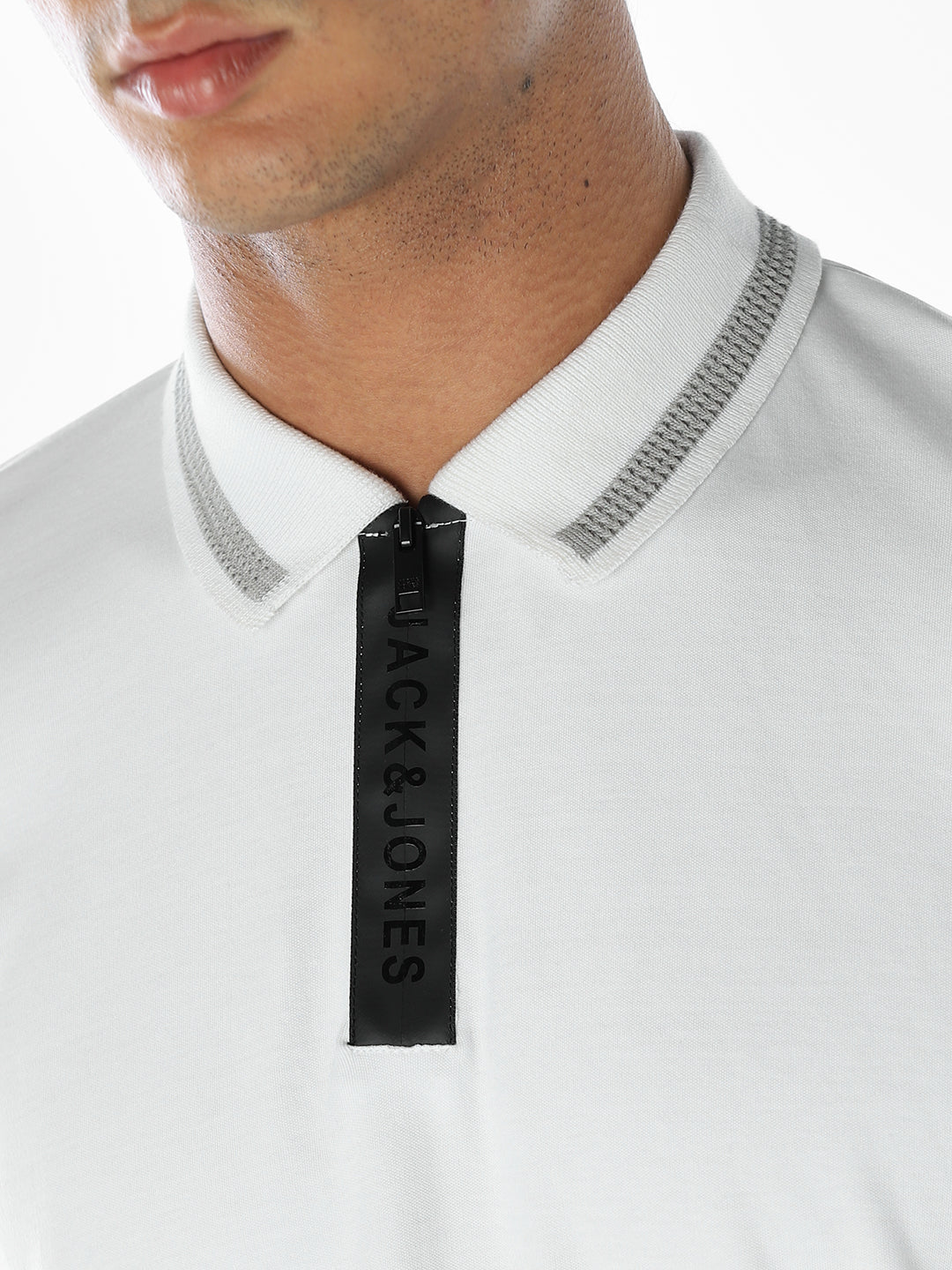 Logo Print Zipped Polo
