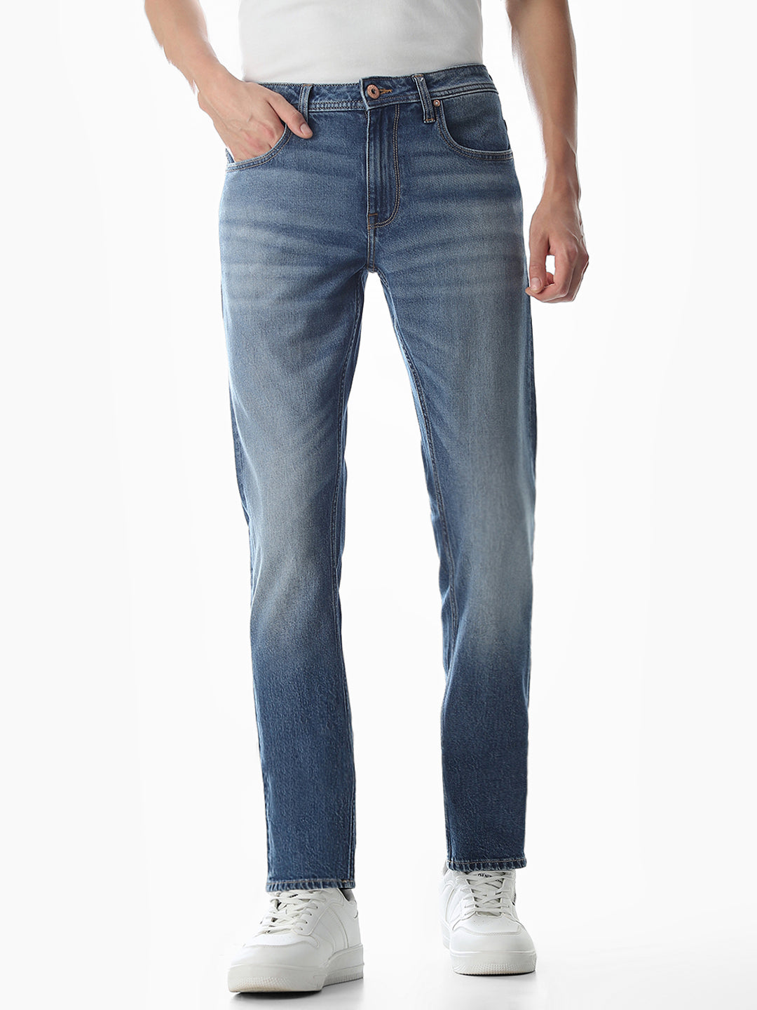Washed Glenn Slim Fit Jeans - Medium Blue