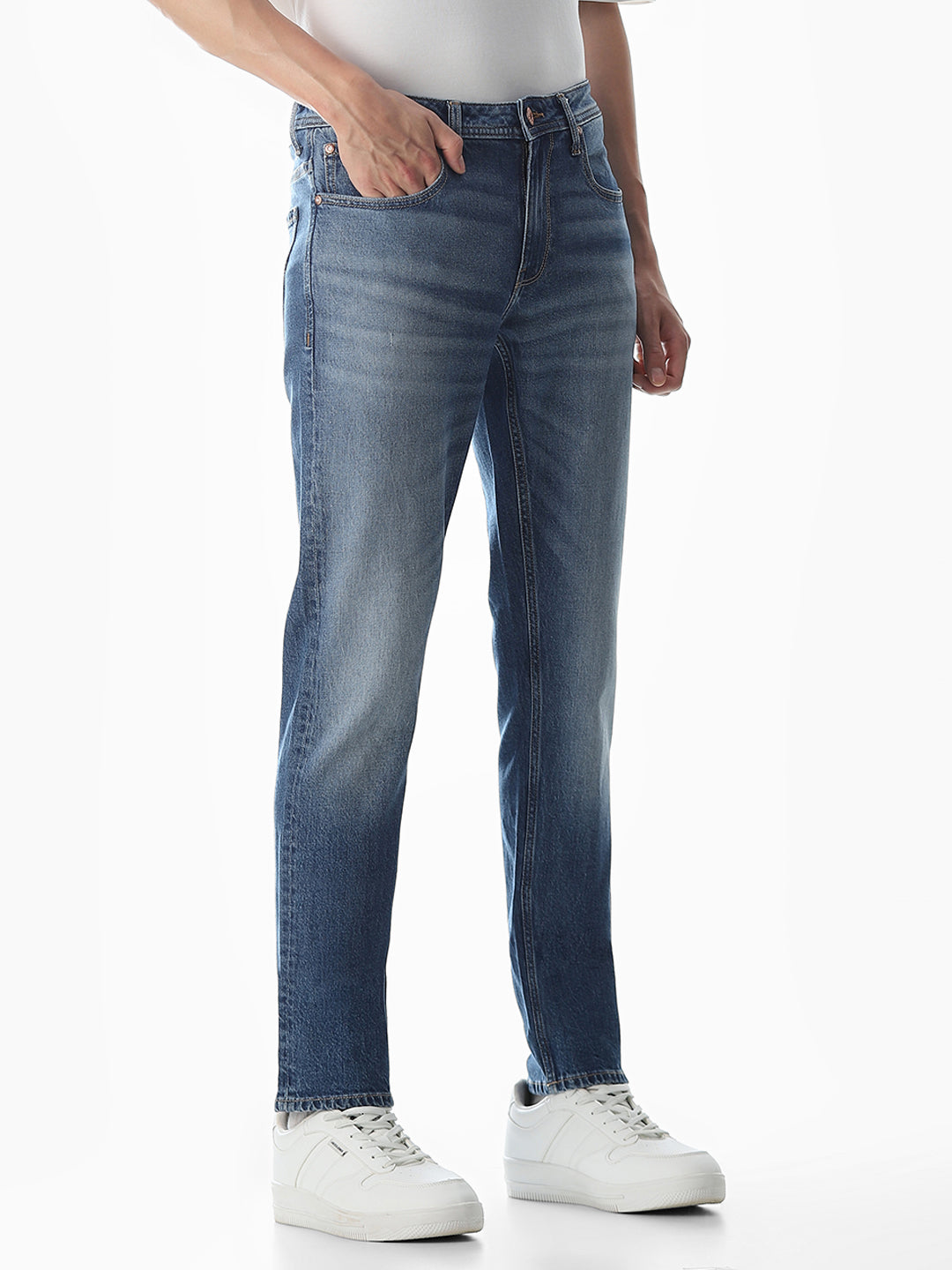 Washed Glenn Slim Fit Jeans - Medium Blue