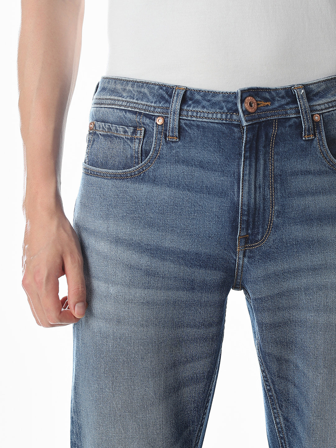 Washed Glenn Slim Fit Jeans - Medium Blue