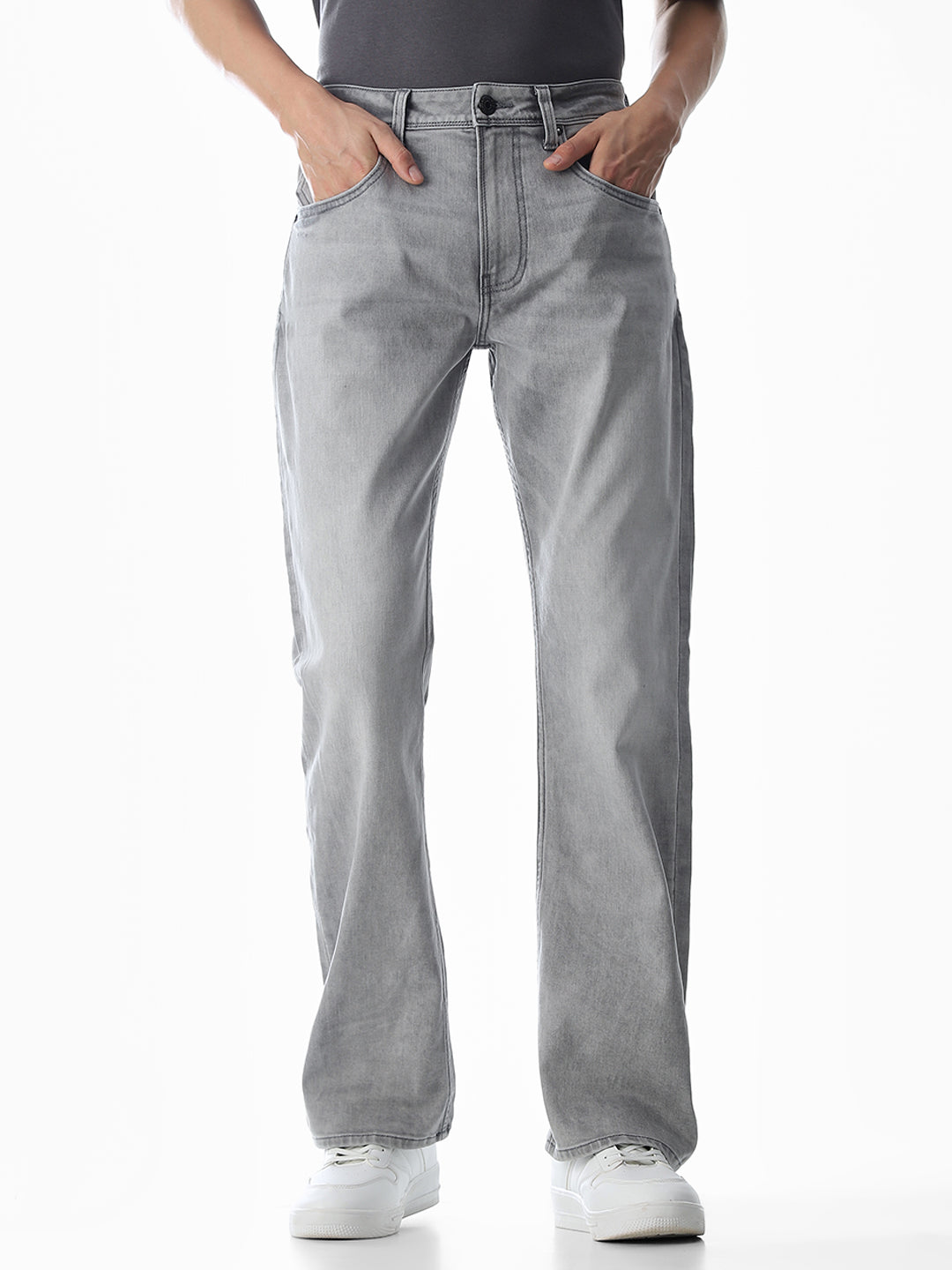 High Rise Cliff Bootcut Jeans - Light Grey