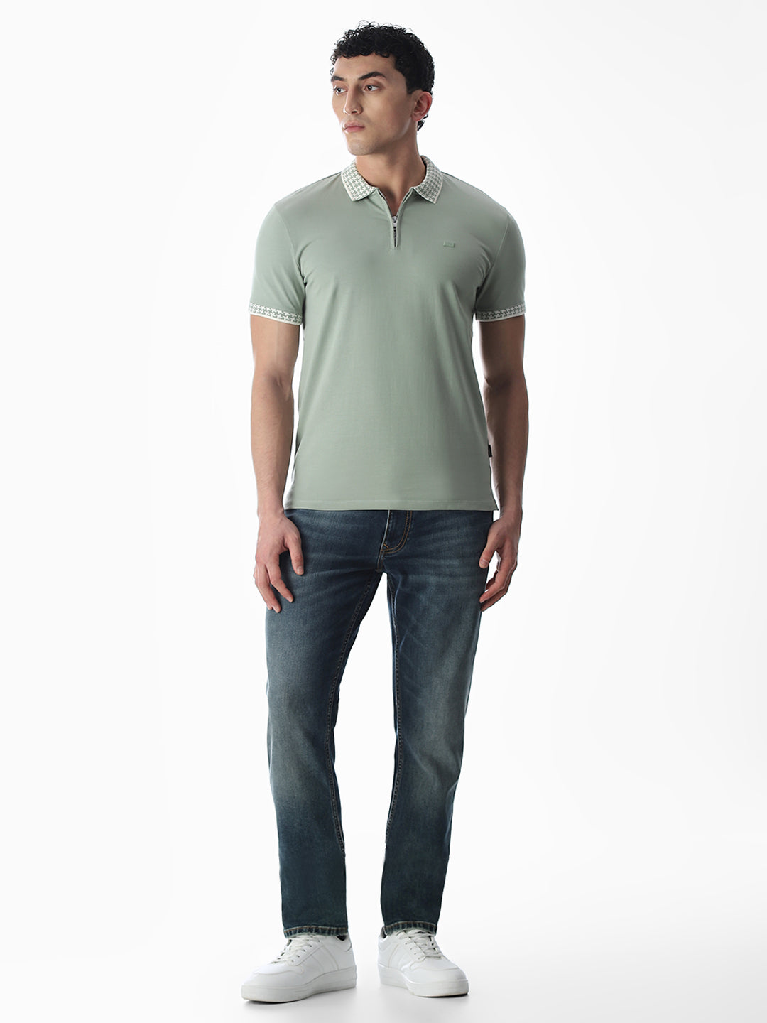 Zipper Detail Polo - Green