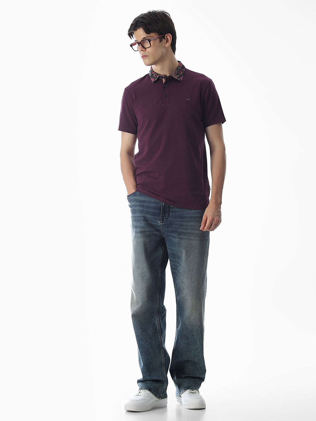 Printed Collar Regular Fit Polo