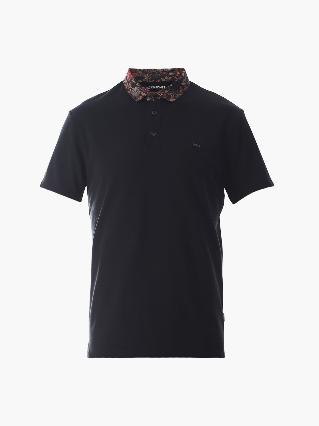 Printed Collar Regular Fit Polo - Black