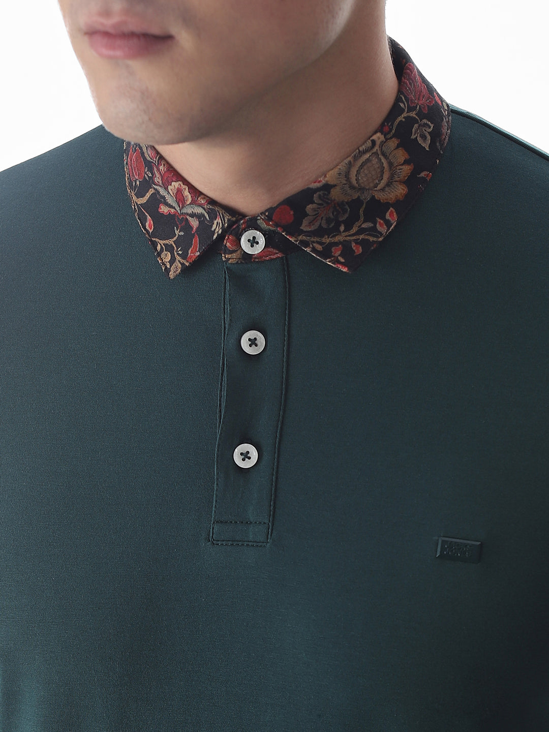 Printed Collar Regular Fit Polo - Green