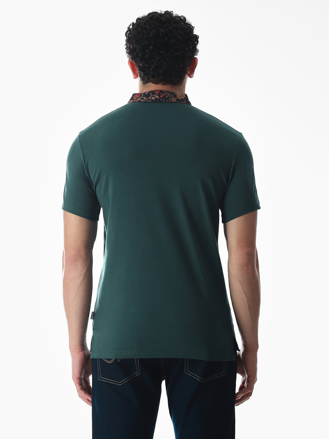Printed Collar Regular Fit Polo - Green