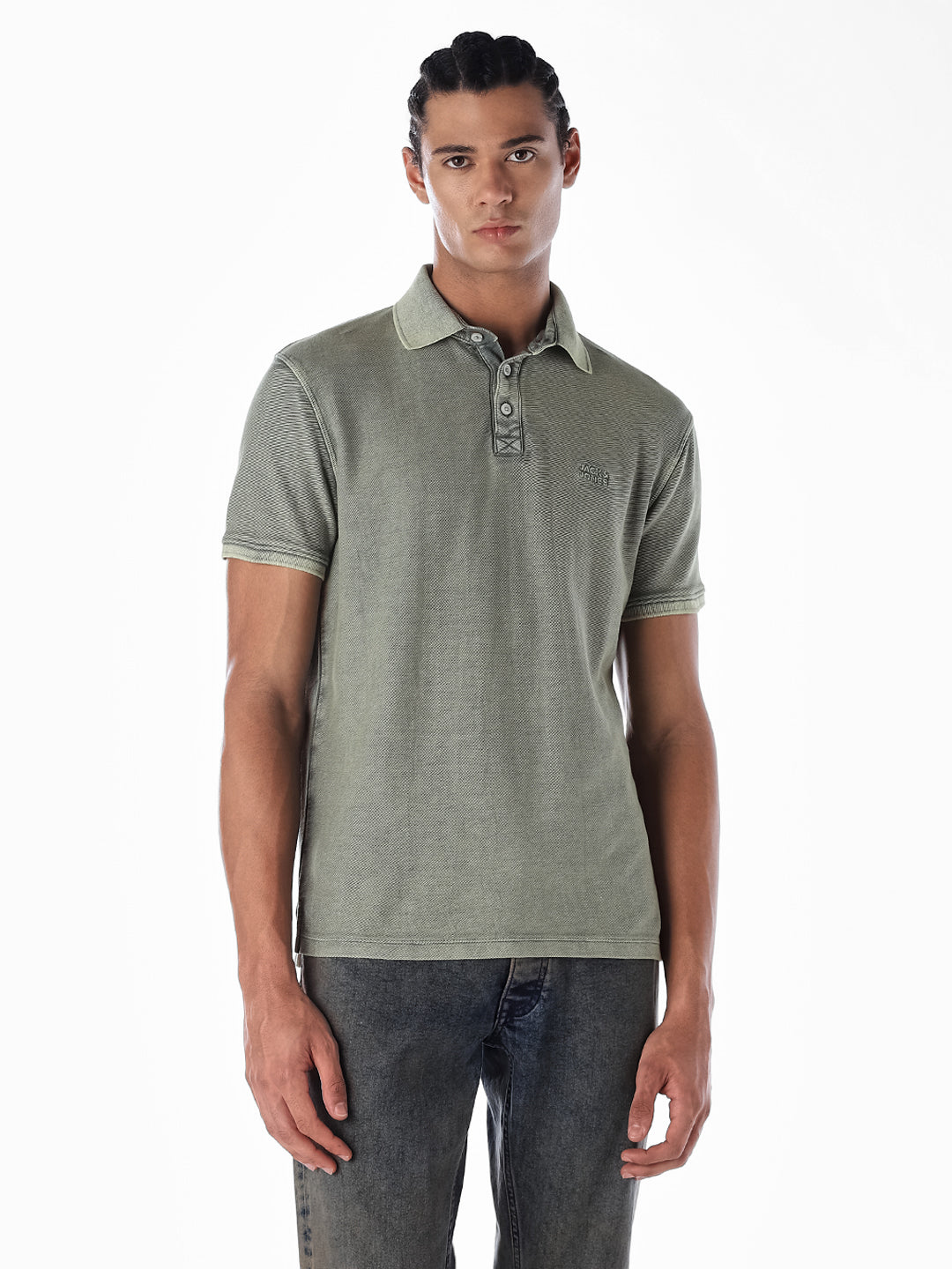 Acid Washed Cotton Polo - Green