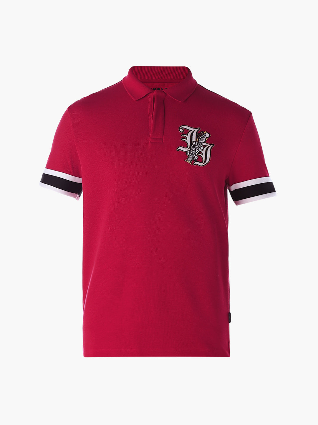 Red Printed Stretch Polo
