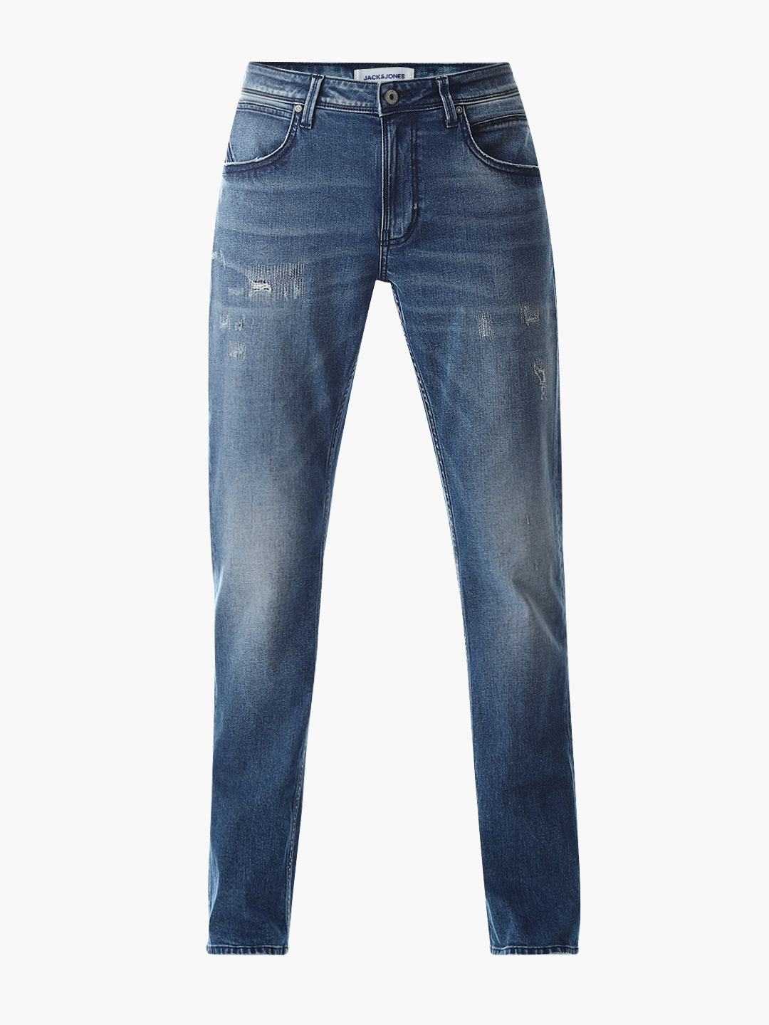 Distressed Clark Regular Fit Jeans - Medium Blue