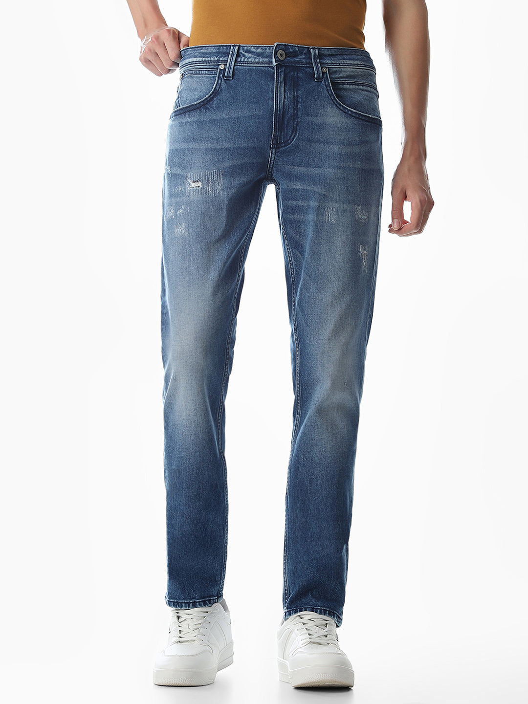 Distressed Glenn Slim Fit Jeans - Blue