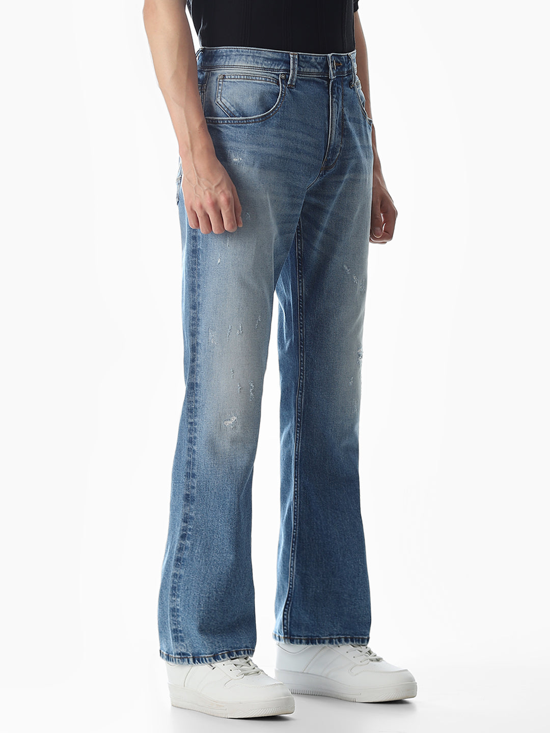 Mildly Distressed Cliff Bootcut Jeans