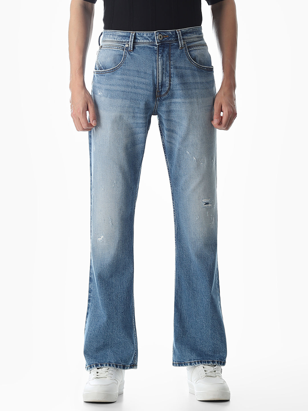 Mildly Distressed Cliff Bootcut Jeans