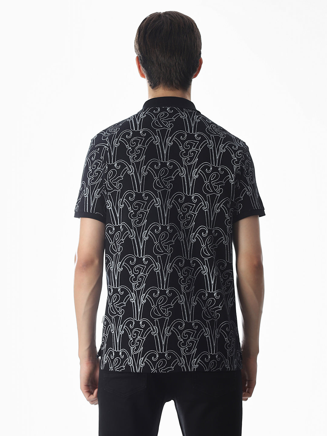 Printed Cotton Polo - Black