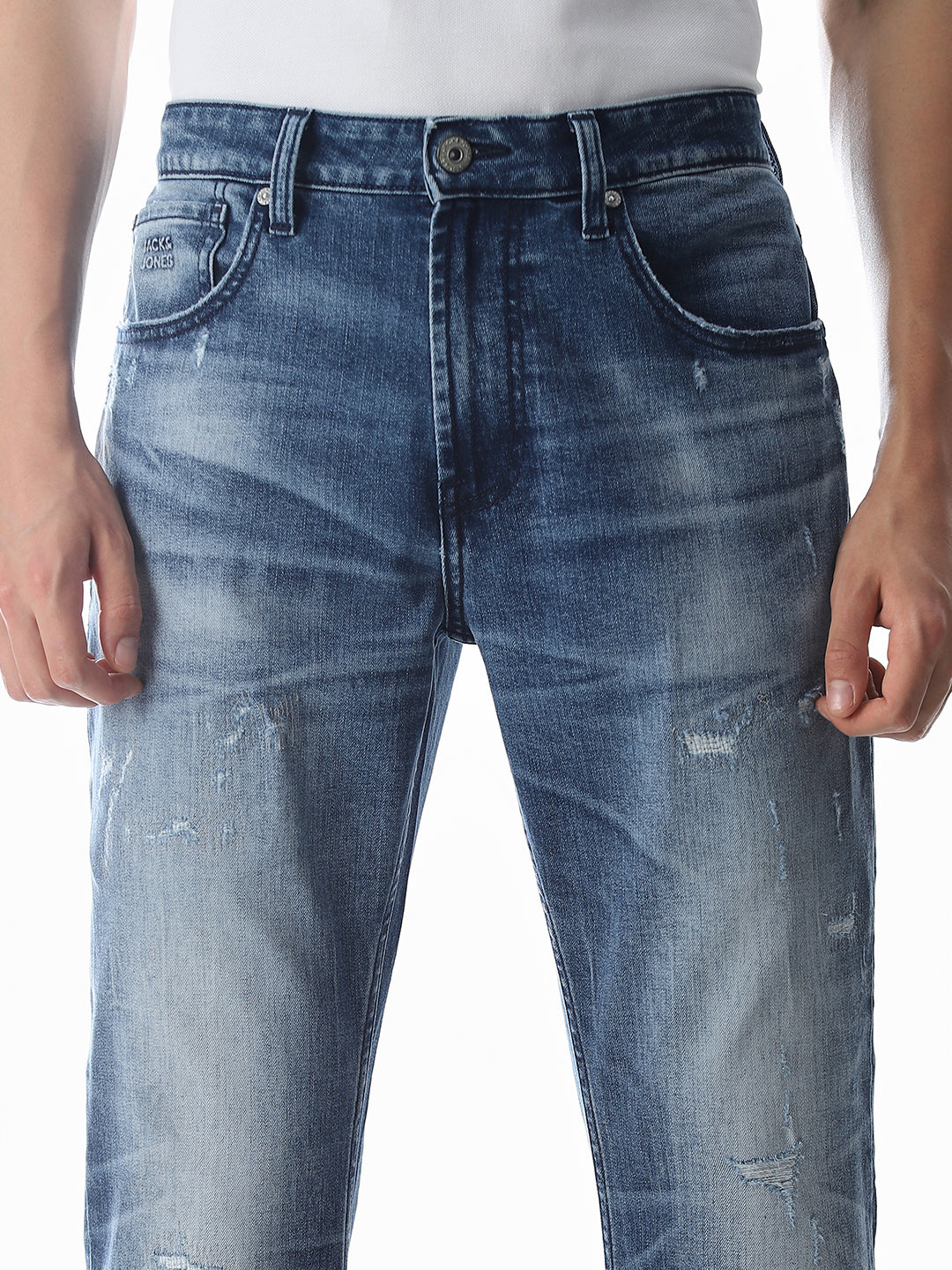 Mildly Distressed Cliff Bootcut Jeans