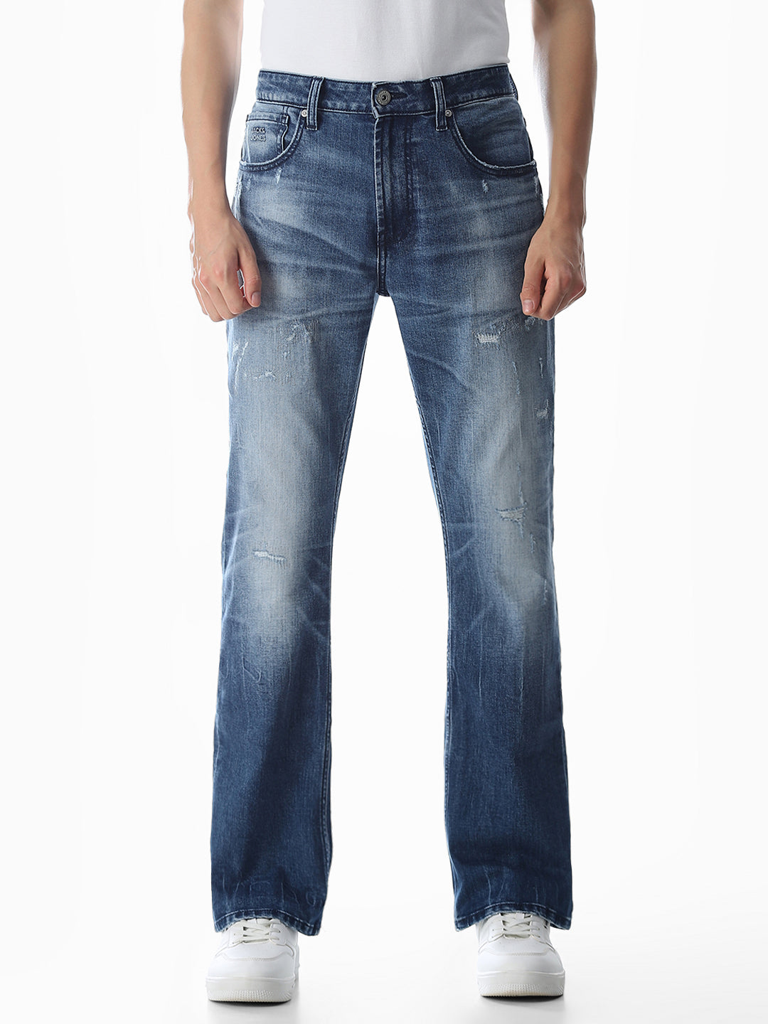Mildly Distressed Cliff Bootcut Jeans