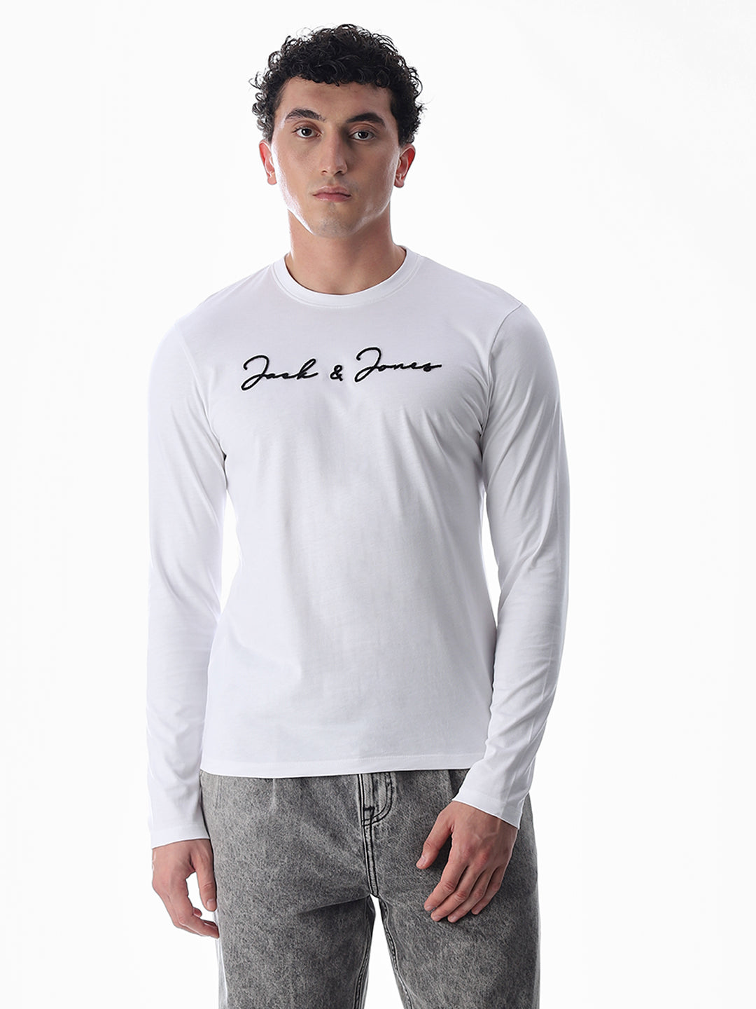 Logo Print Full Sleeves T-shirt - White