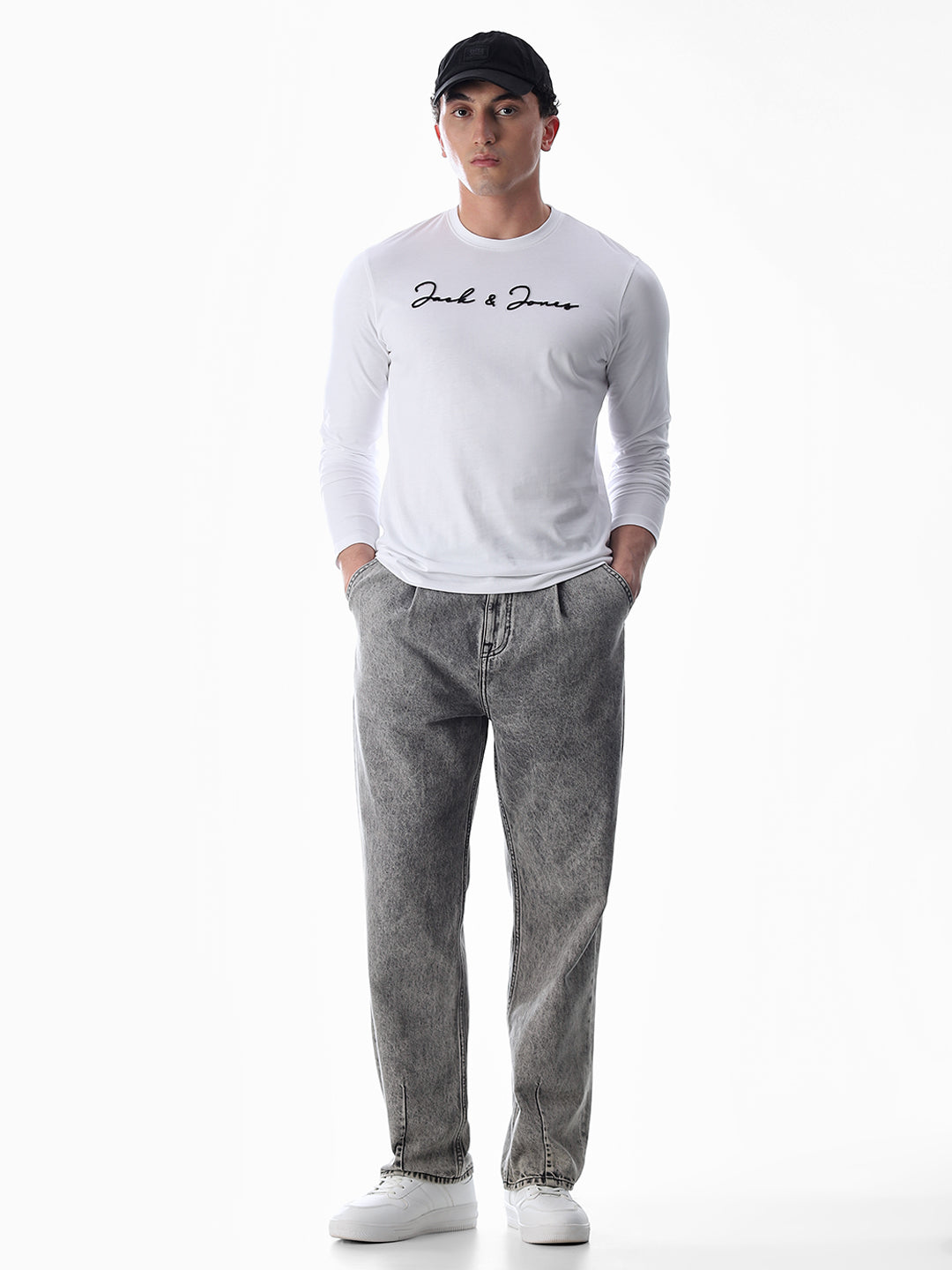 Logo Print Full Sleeves T-shirt - White