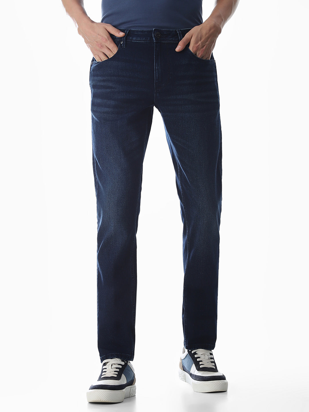 Washed Glenn Slim Fit Jeans Dark Blue