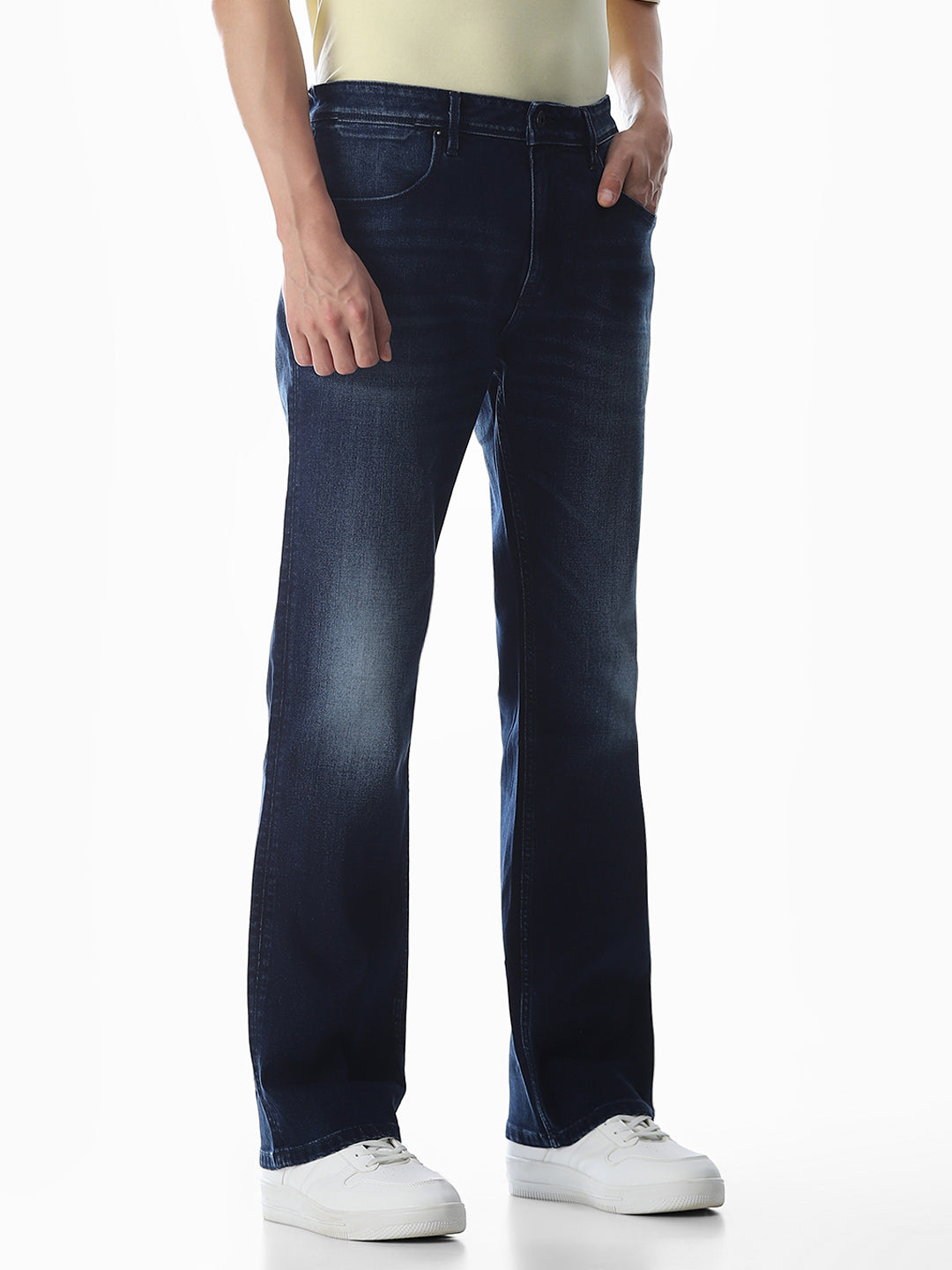 Blue Mildly Washed Cliff Bootcut Jeans