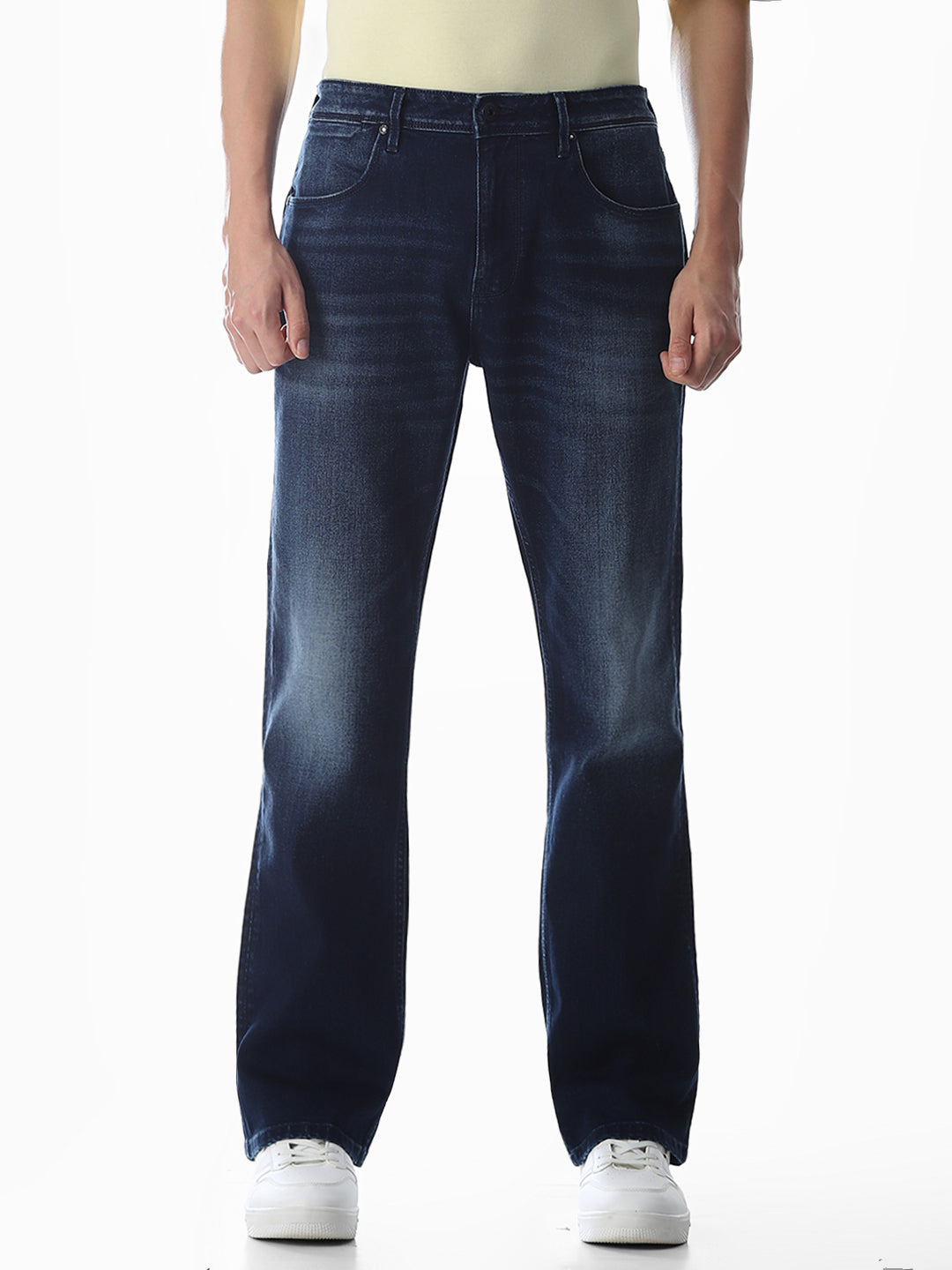 Blue Mildly Washed Cliff Bootcut Jeans