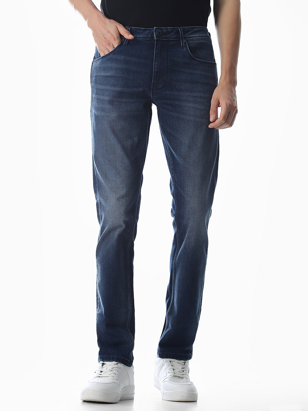 Washed Glenn Slim Fit Jeans - Dark Blue