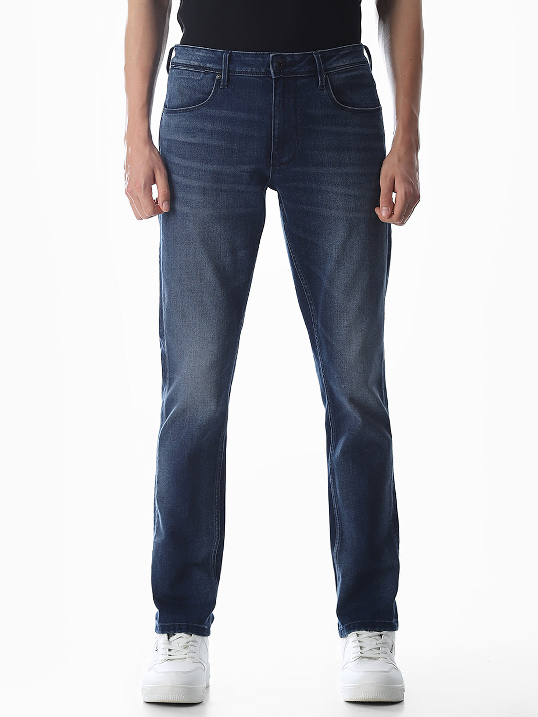 Washed Glenn Slim Fit Jeans - Dark Blue