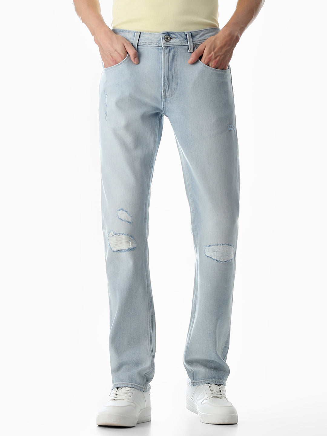 Mildly Distressed Clark Regular Fit Jeans
