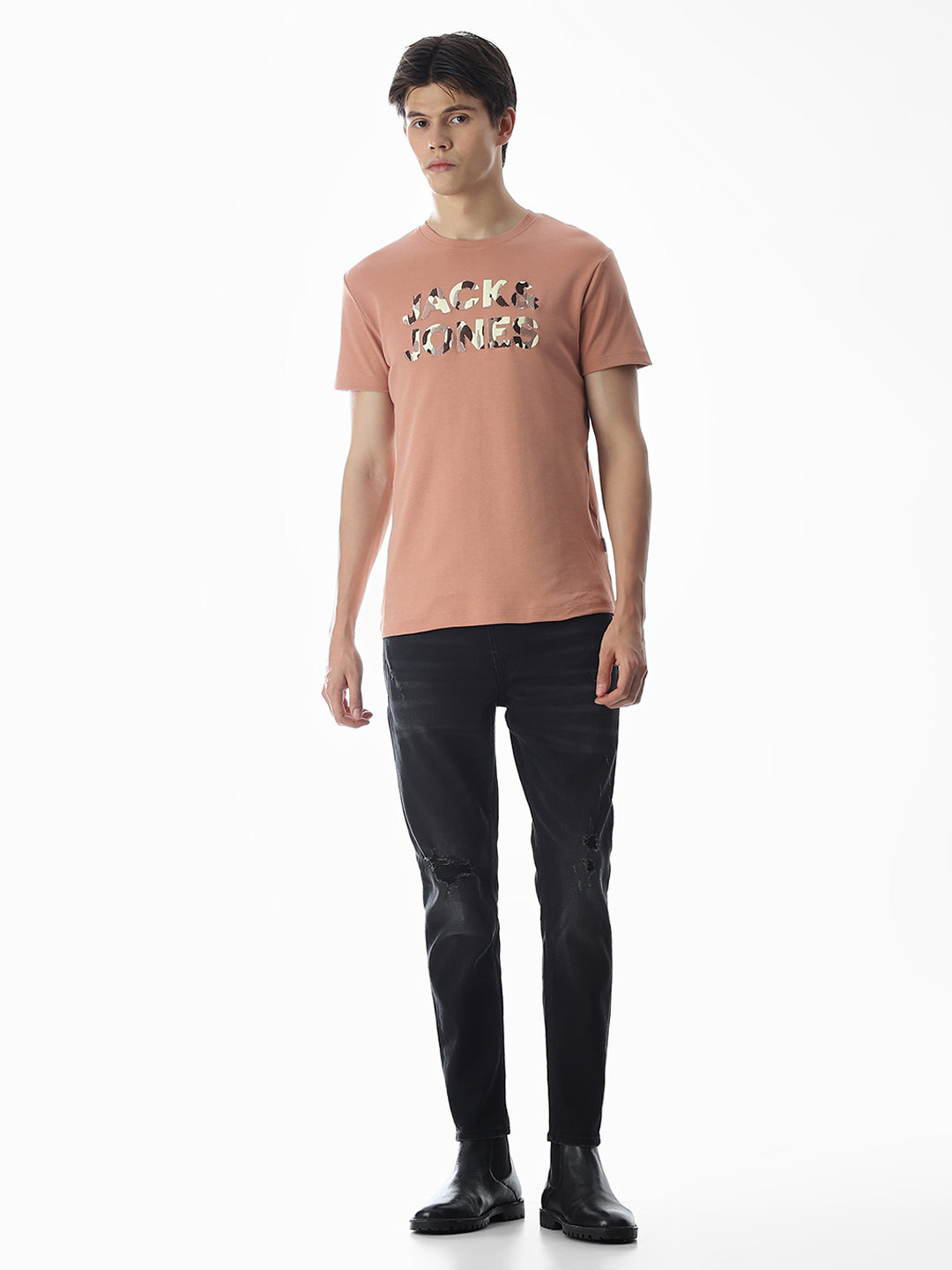 Distressed Cropped Brak Slim Jeans