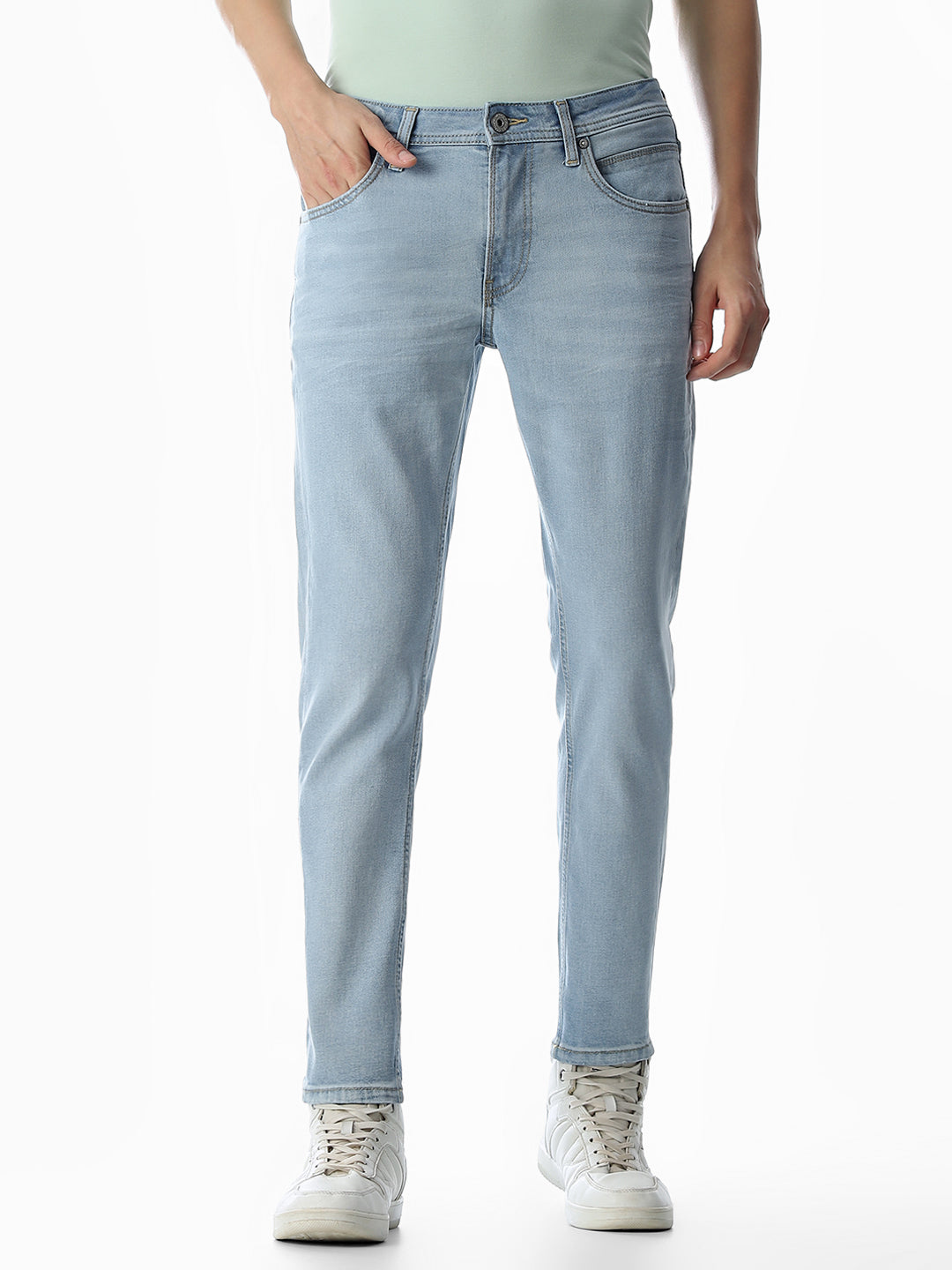 5 Pocket Cropped Brak Jeans - Light Blue