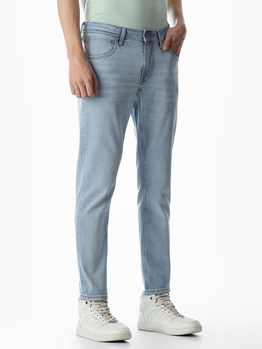 5 Pocket Cropped Brak Jeans - Light Blue