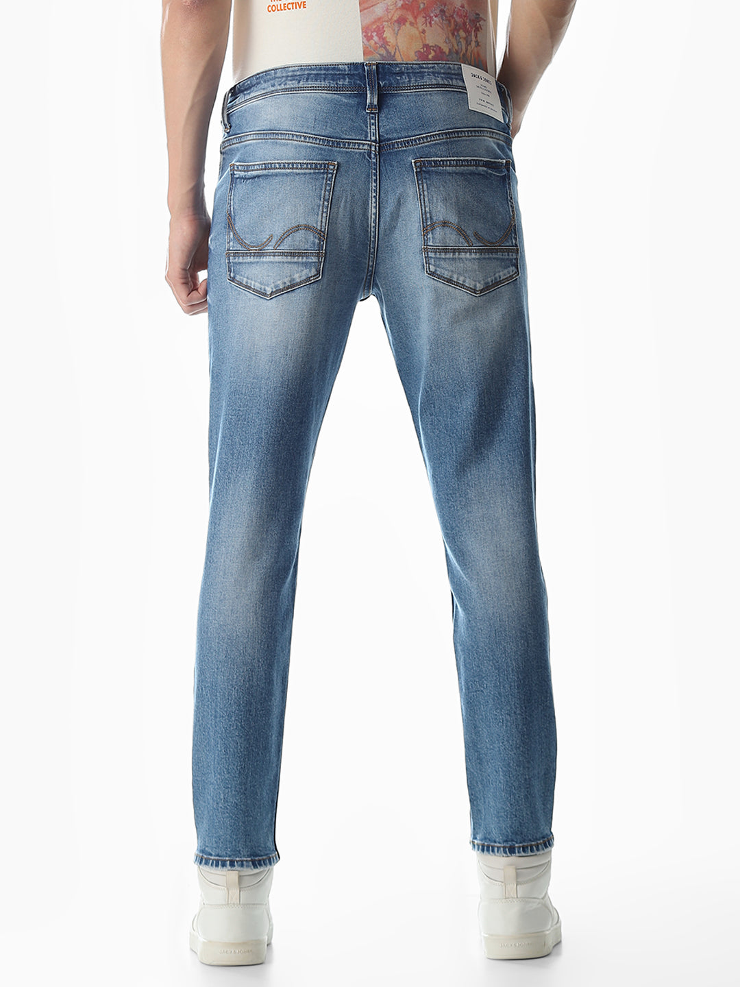 Mildly Distressed Cropped Brak Slim Jeans