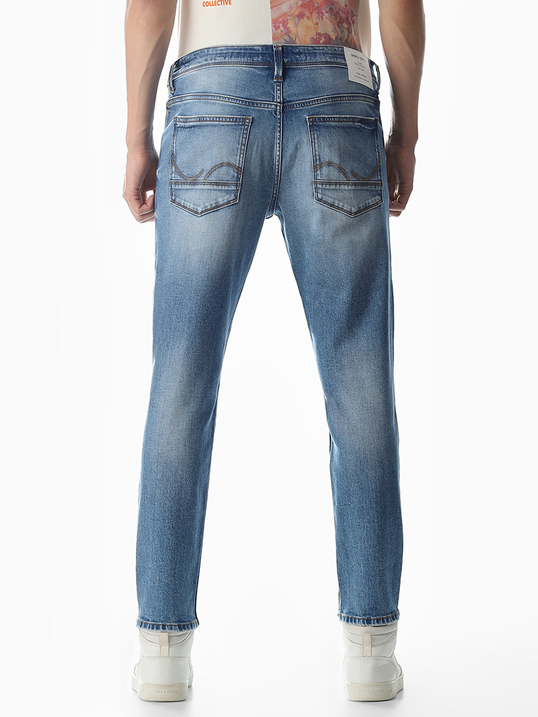 Mildly Distressed Cropped Brak Slim Jeans