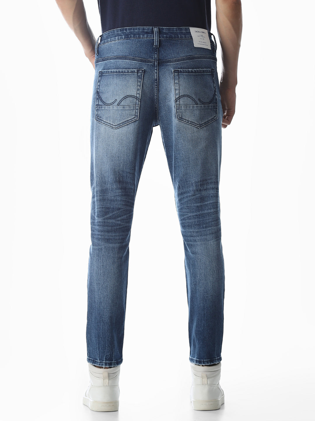 Mildly Distressed Cropped Brak Slim Jeans