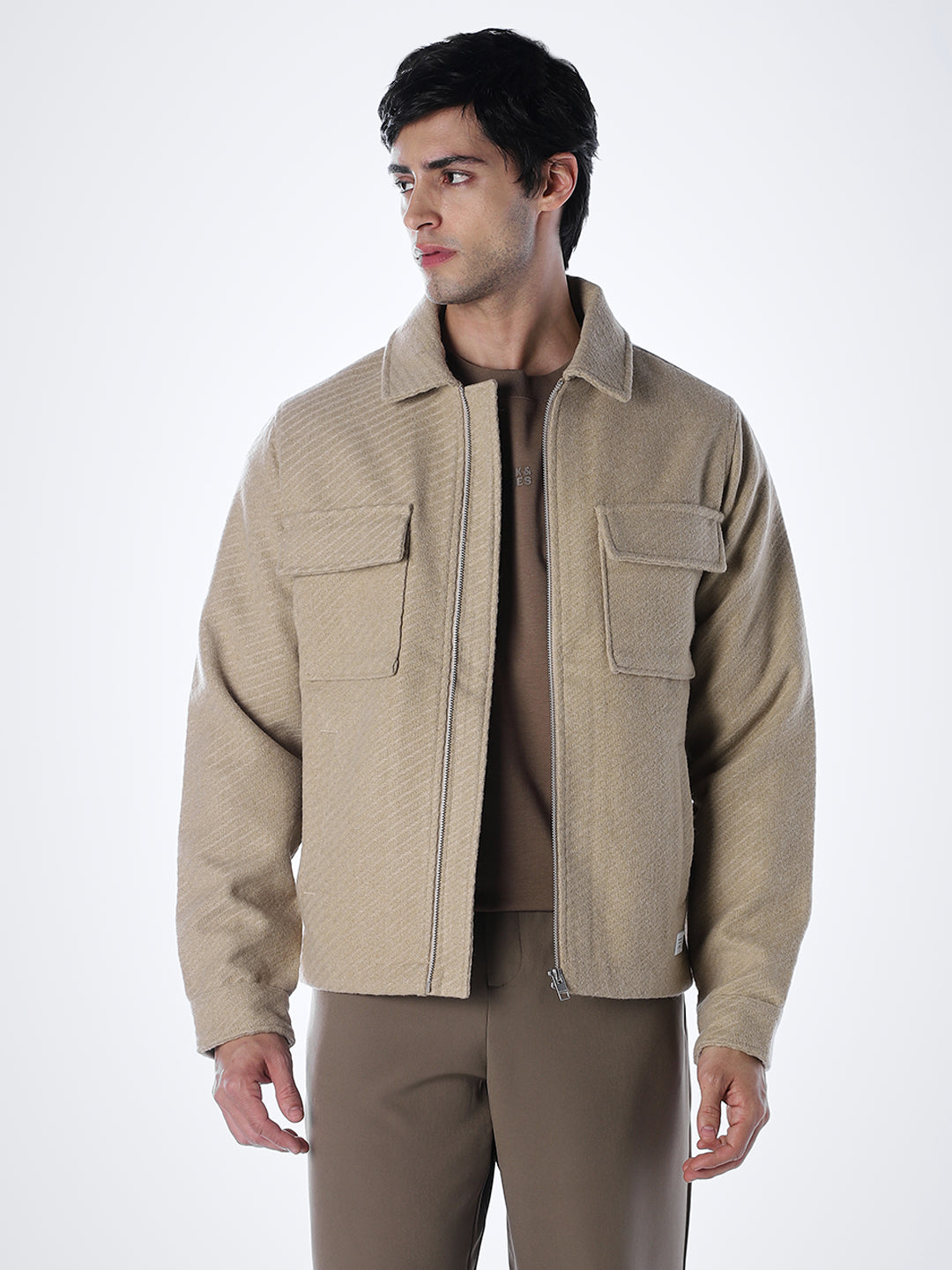 Beige Zipped Jacket