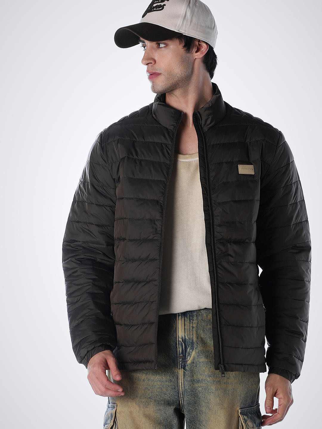 Dark Brown High Neck Jacket