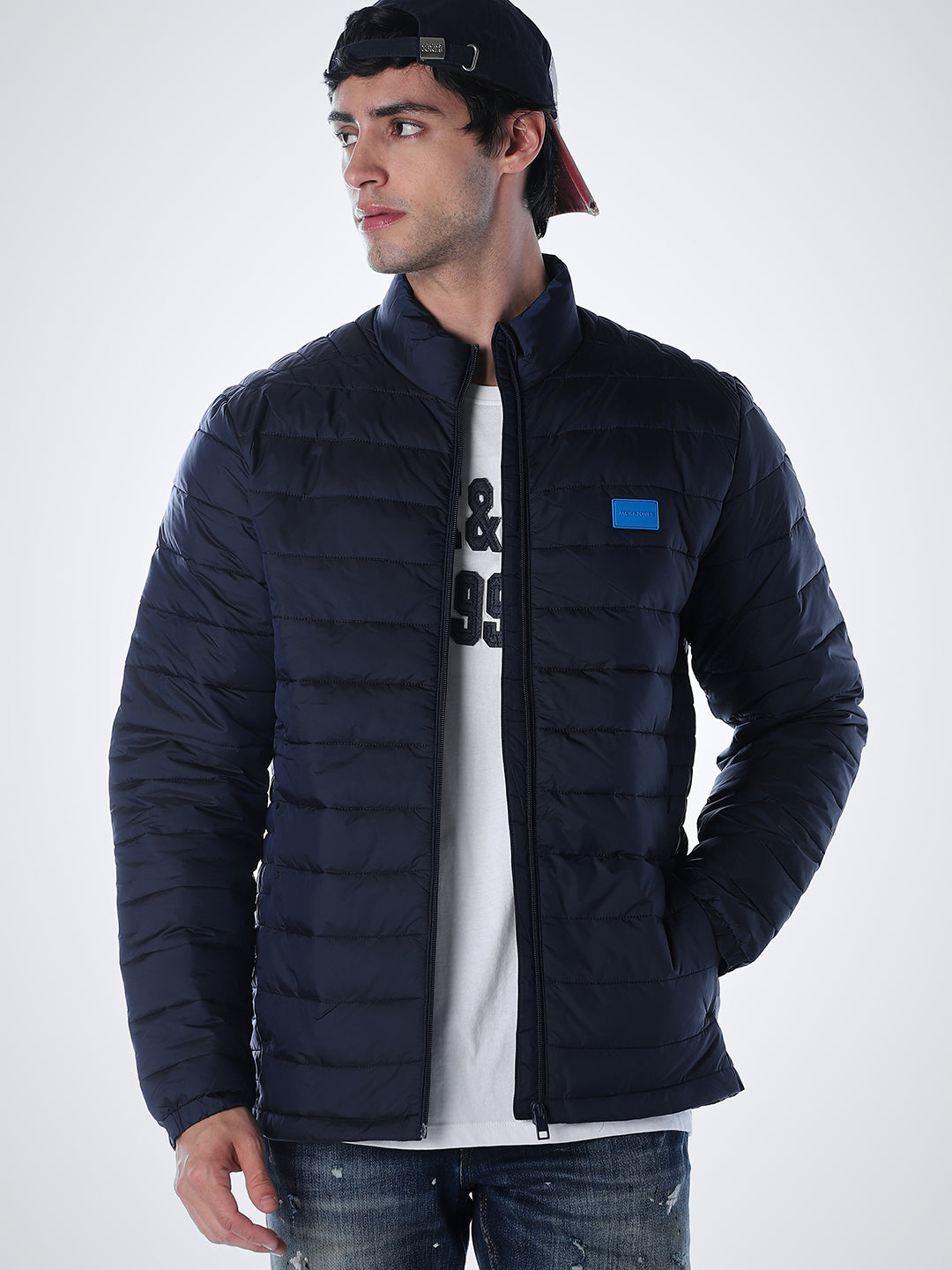 Dark Blue High Neck Jacket