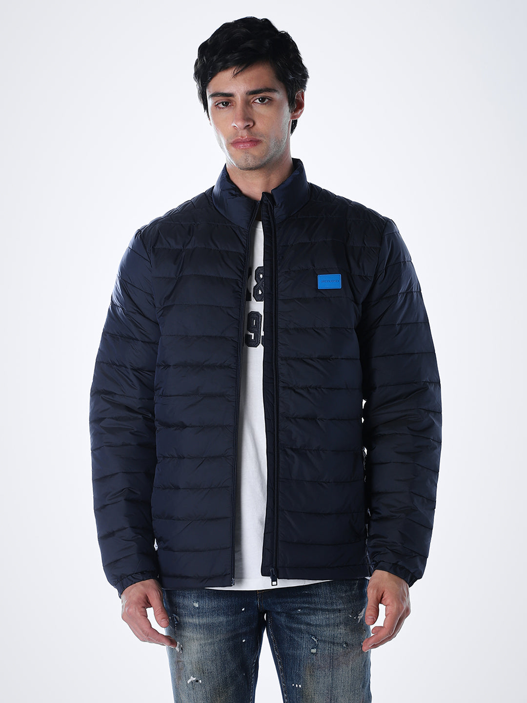 Dark Blue High Neck Jacket