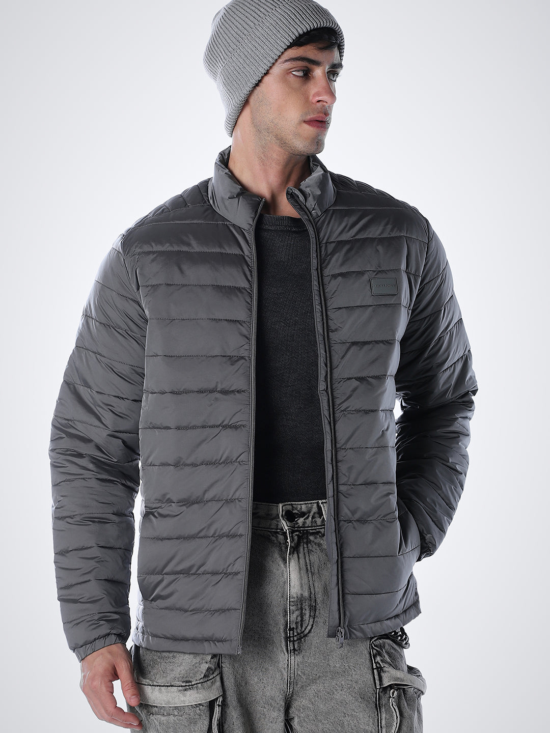 Grey High Neck Jacket