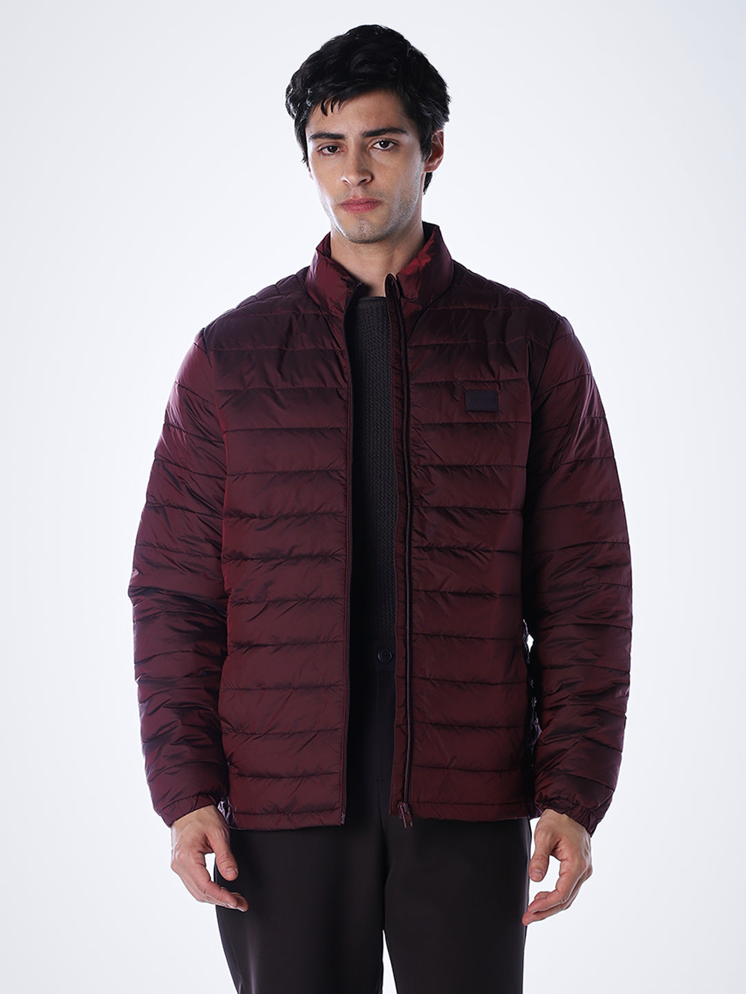 Maroon High Neck Jacket