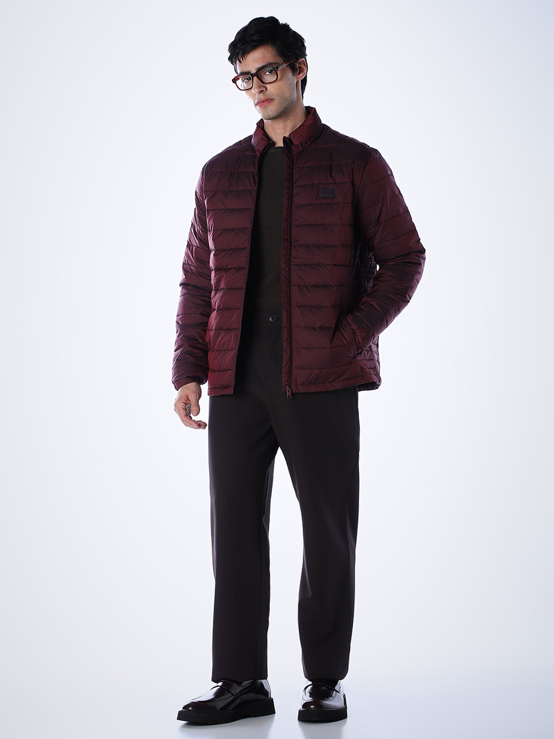 Maroon High Neck Jacket