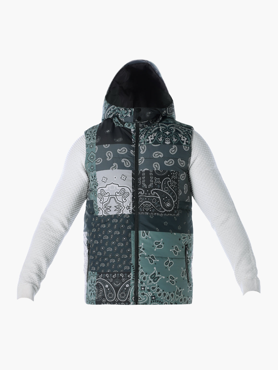 Green Printed Reversible Vest Jacket