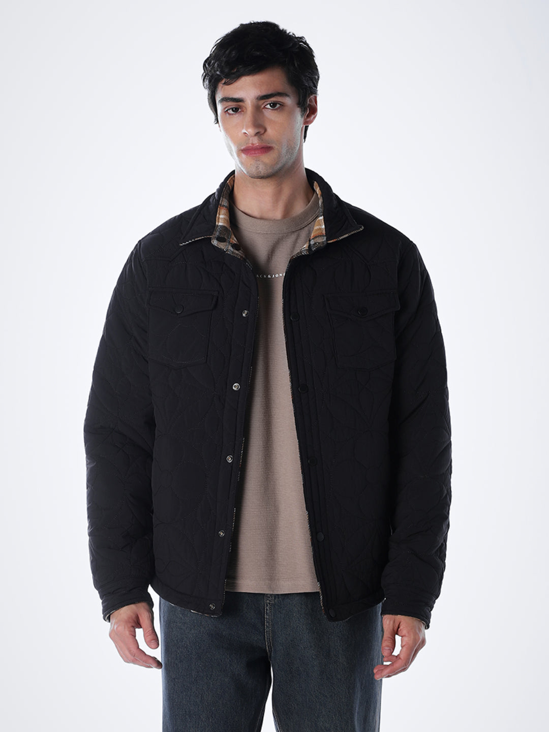 Black Printed Reversible Jacket