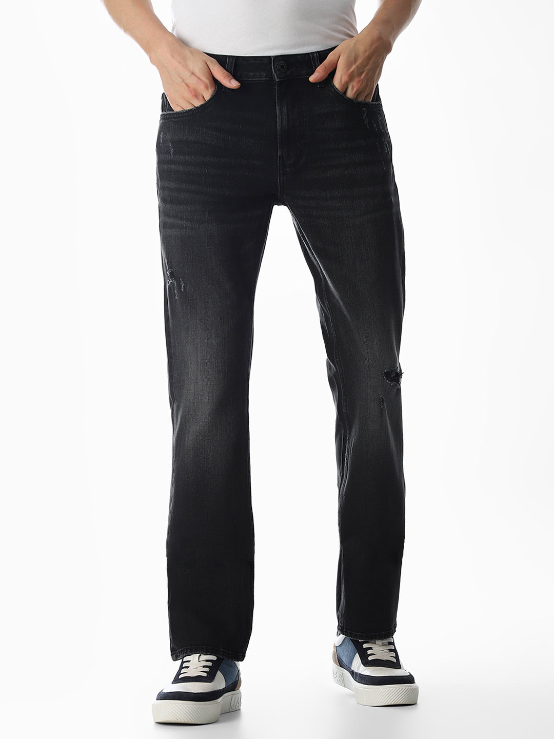 Distressed Clark Regular Fit Jeans - Black