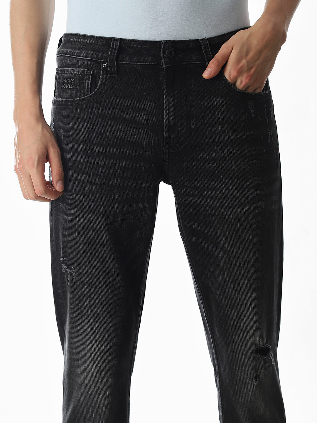 Distressed Glenn Slim Fit Jeans - Black