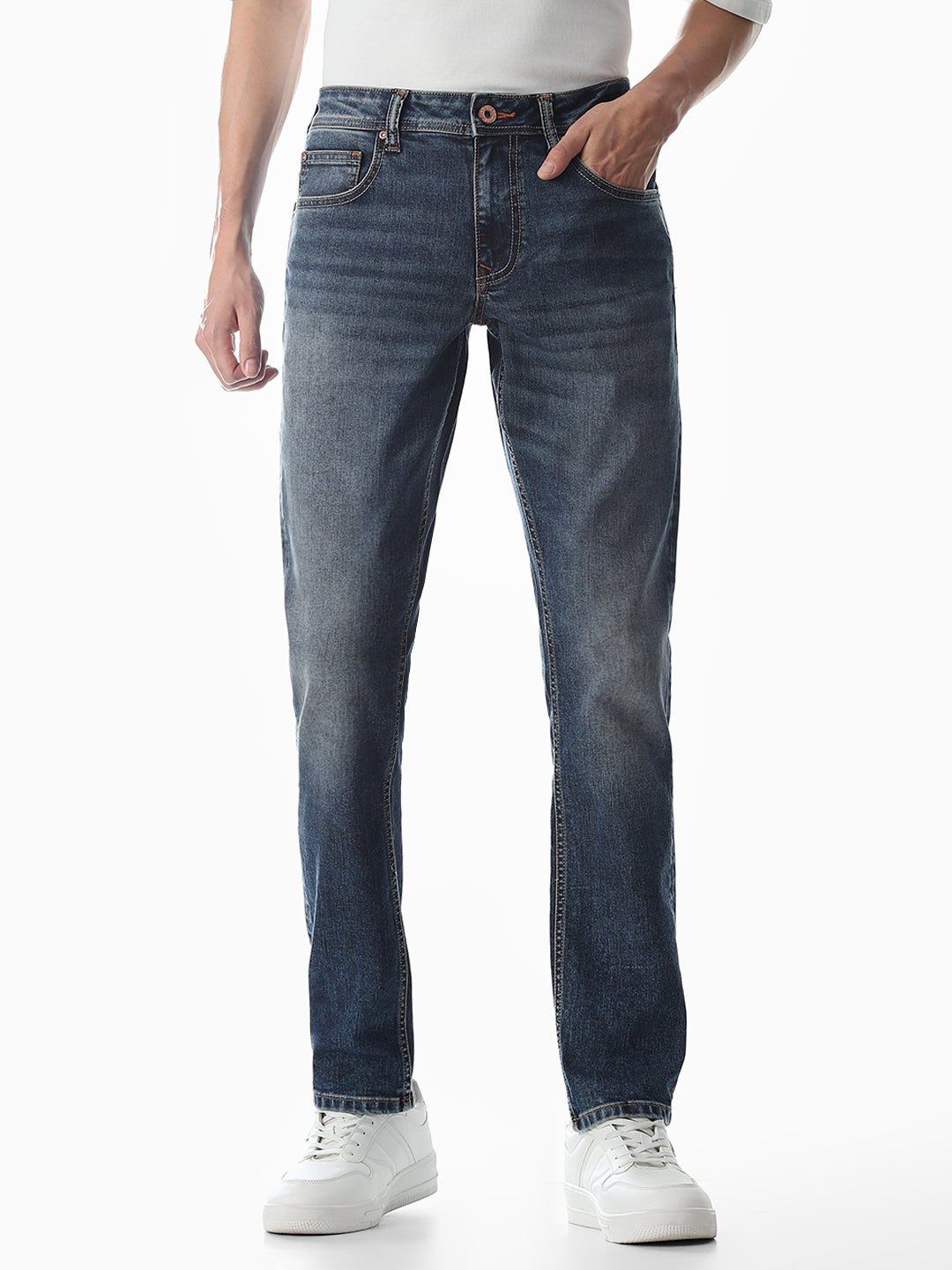 Washed Glenn Slim Fit Jeans - Medium Blue