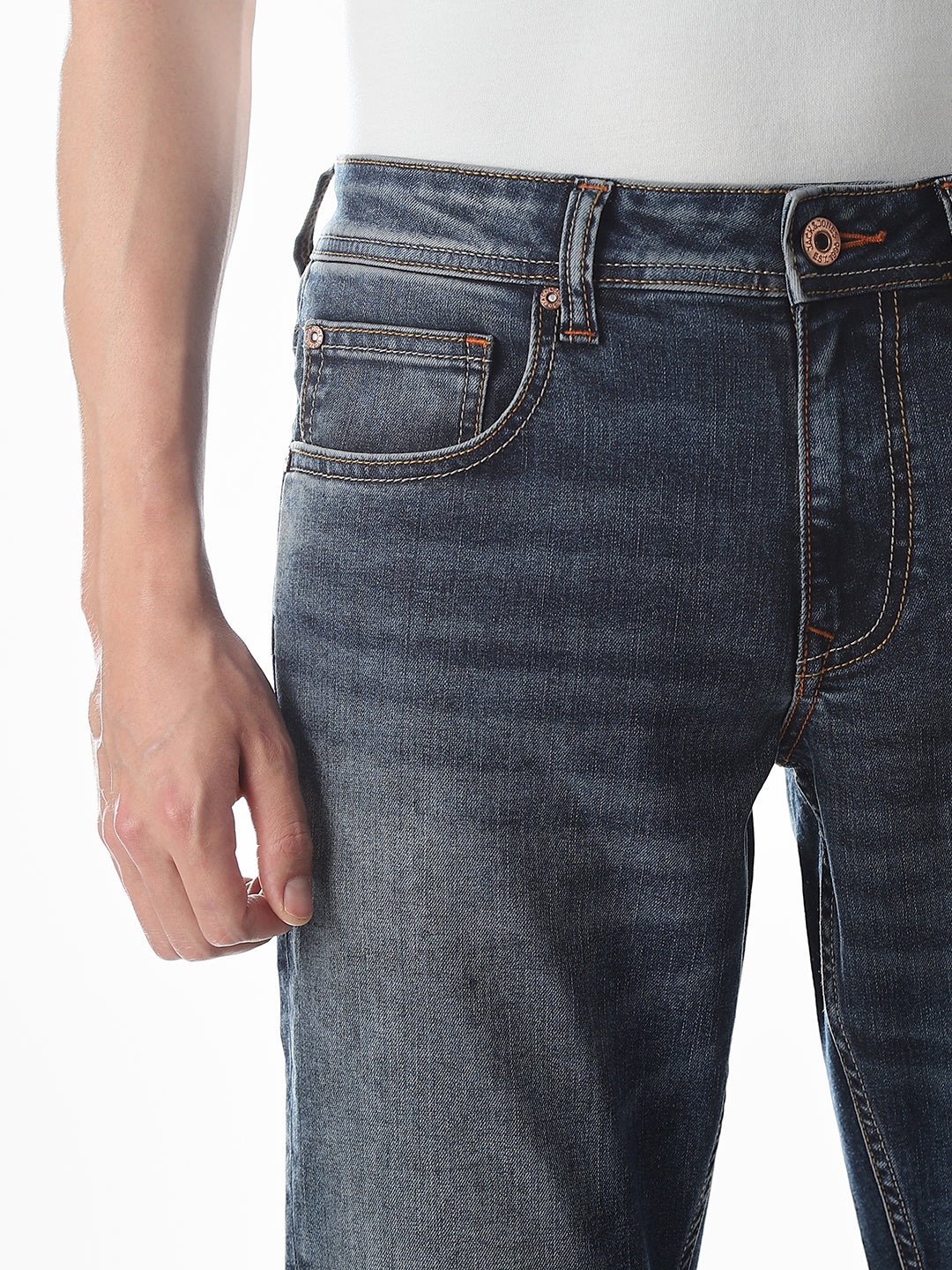 Washed Glenn Slim Fit Jeans - Medium Blue