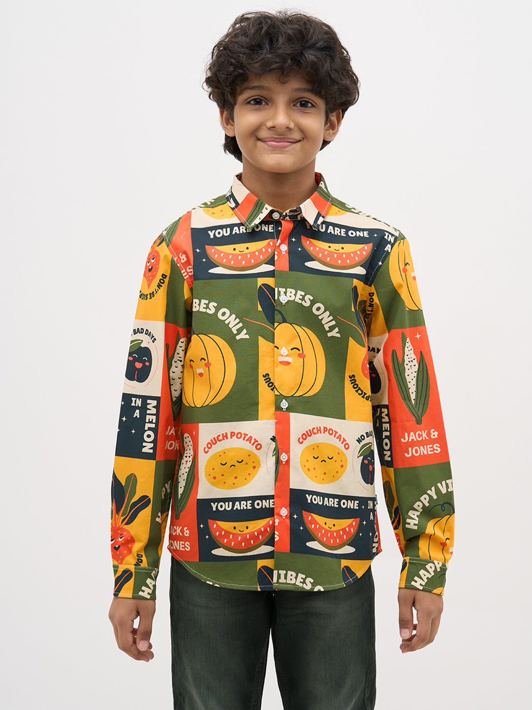 Green Printed Cotton Shirt