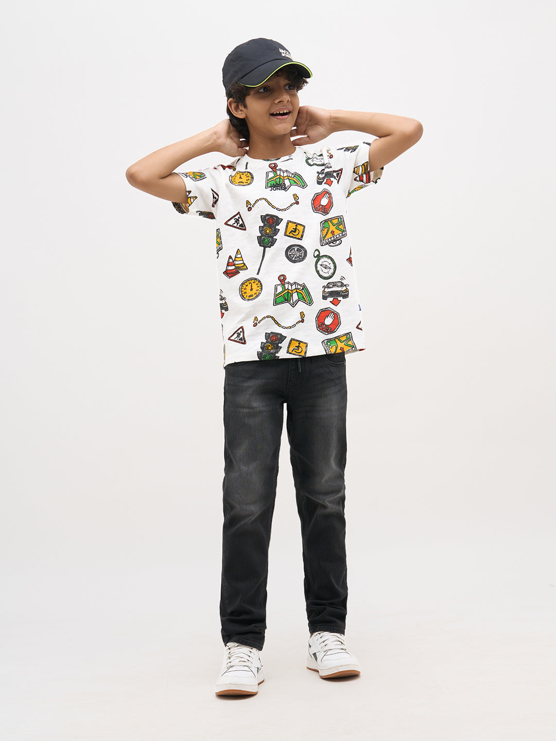 White Printed Cotton T-Shirt