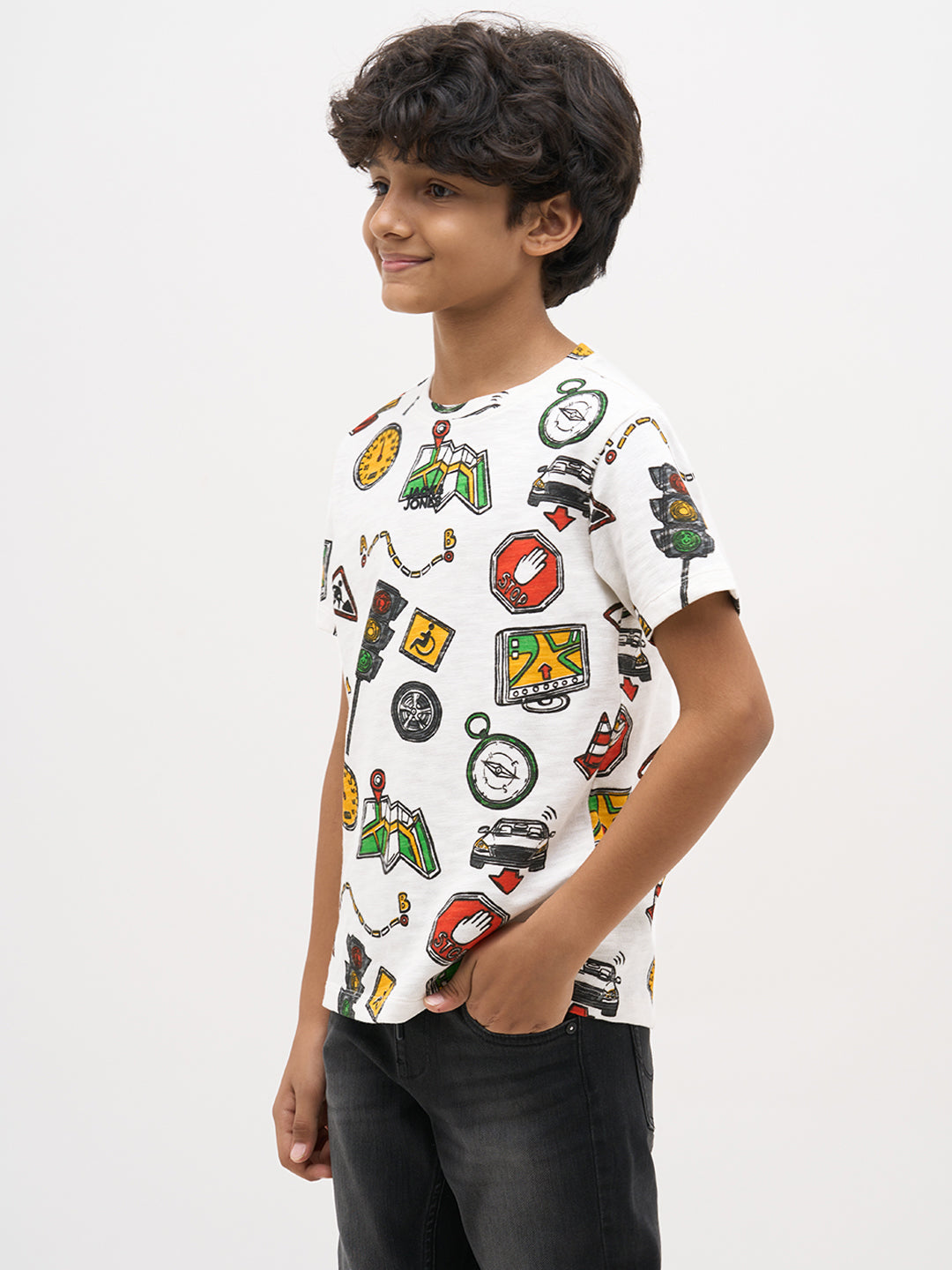 White Printed Cotton T-Shirt