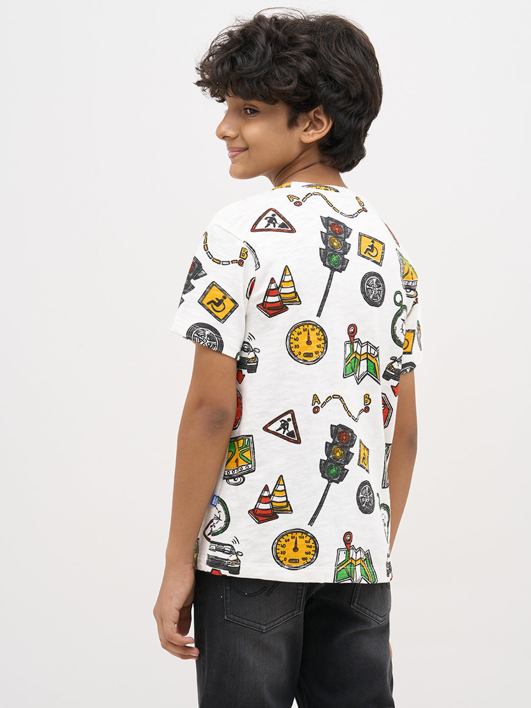 White Printed Cotton T-Shirt